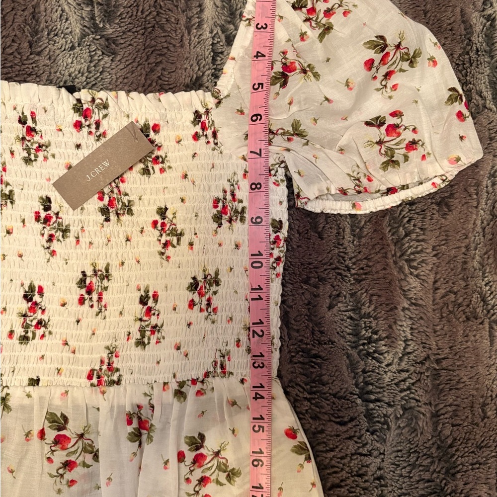 J Crew Floral Puff Sleeve Smocked Top - Picture 4 of 6